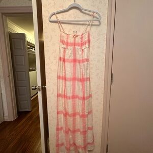 Maeve Pink and White Maxi Dress